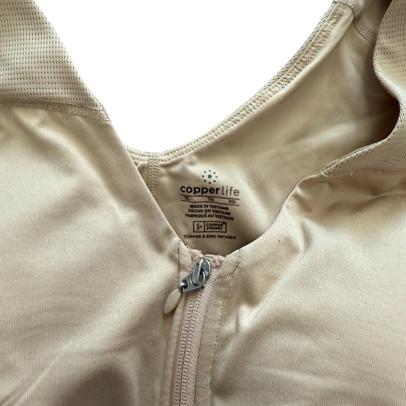 Tommie Copper Women's Zip Front Compression Bra XLarge Beige - Picture 2 of 4